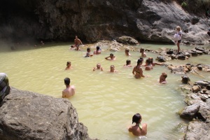 Hot springs in the crater